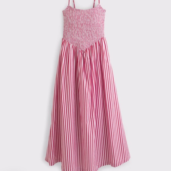 NWT Abercrombie Sydney Smocked Dipped-Waist Midi Dress - Picture 3 of 8